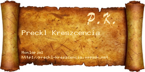 Preckl Kreszcencia névjegykártya